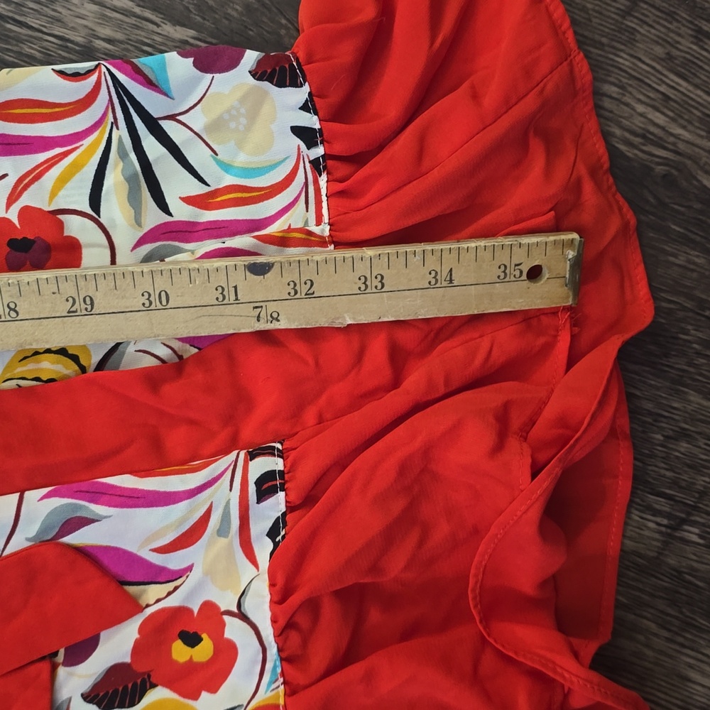 THE PIONEER WOMAN Red Floral‎ Kimono Pajama Set Shorts Tank Sz XL - Picture 3 of 6